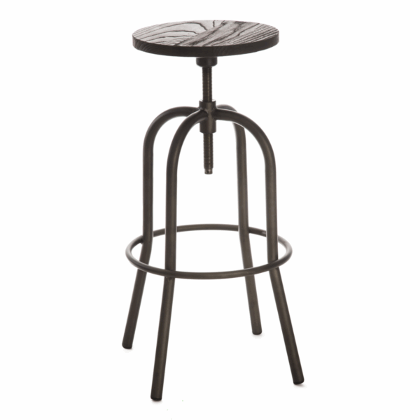 Banqueta Parafuso Aco Assento Giratorio Madeira